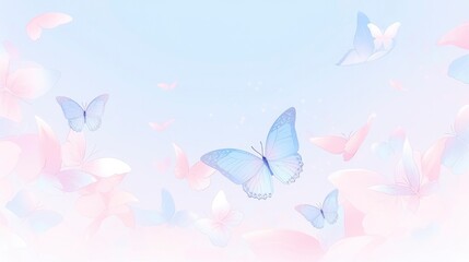 Fototapeta na wymiar Morpho Butterfly on a Natural Pastel Background. A Graceful Blend of Nature Beauty.
