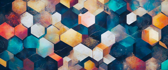 abstract hexagon colorful background - obrazy, fototapety, plakaty