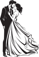 Sleek Devotion Black Vector DuetsMinimalist Affection Wedding Illustration Series