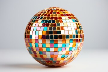 Luxury colorful gold disco ball party nightlife decoration in with white background