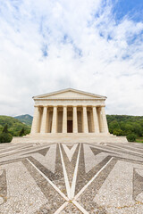 Possagno, Italy. Temple of Antonio Canova with classical colonnade and pantheon design exterior.