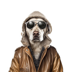 Fashion dog portrait isolated on transparent background