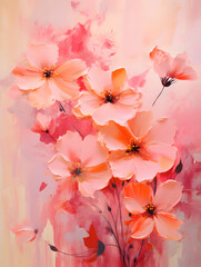 Abstract illustration background with pink flowers