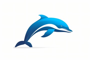 Playful dolphin silhouette logo, characterized by precise vectors, minimalistic design, vibrant colors, HD clarity, isolated on white solid background