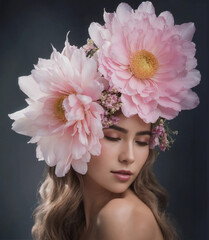 portrait of a woman with flowers on her head 