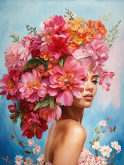 Obraz na płótnie Canvas portrait of a woman with flowers on her head 
