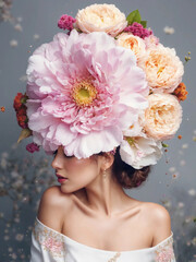 portrait of a woman with flowers on her head 