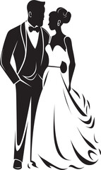 Minimalist Matrimony Wedding Duo ArtChic Silhouettes Vector Romance Series