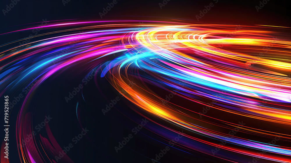 Poster blurry image capturing vibrant and mesmerizing swirl of light. perfect for adding dynamic and energe