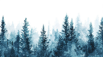 Picture of snow-covered forest with trees adorned in white. Perfect for winter-themed projects