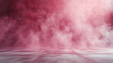 abstract image of burgundy room concrete floor panoramic view of the abstract fog white cloudiness, space for product presentation ,mist or smog moves on burgundy background