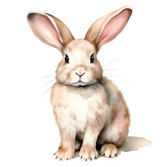 white rabbit on white background , watercolor isolated