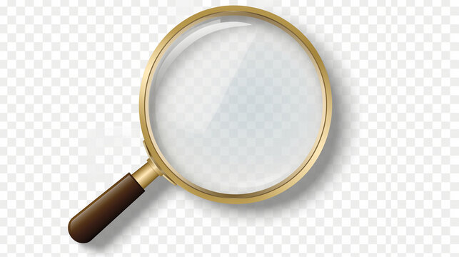 Magnifying Glass on transparent background,Realistic Magnifying glass vector isolated vector illustration on transparent background,Vintage wooden handle magnifying glass