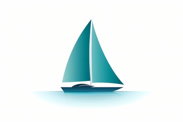 A minimalistic logo of a sleek and modern sailboat in shades of blue and teal. Isolated on a white solid background