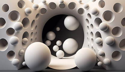 A group of white balls sitting inside of a tunnel