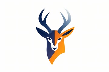 A sleek, minimalist antelope face logo with a bold color scheme and clean, modern lines. Isolated on white background