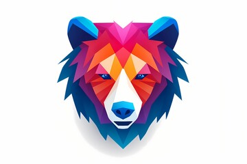A colorful, abstract bear face logo with clean vector lines, evoking a sense of playfulness and modernity. Isolated on white background