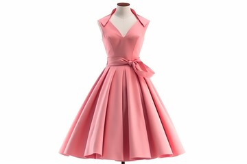 Pink dress on a mannequin. Isolated on white background