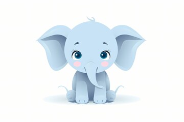 A vector illustration of a cute and playful elephant with a simple graphic design, featuring versatile colors that are perfect for modern or minimalist clipart  Isolated on a white solid background