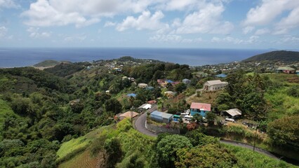 In the heart of the island of Saint Vincent aerial view