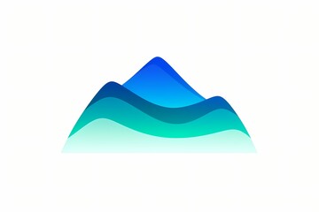 Fototapeta na wymiar A vibrant logo of a simple and clean mountain in gradient shades of blue and teal. Isolated on a white solid background