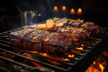 Roasted picanha barbecue on the ember this form of barbecue is widely consumed throughout Brazil, generative IA