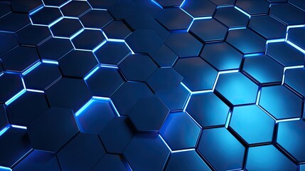 an abstract blue technology-themed background composed of hexagonal shapes, the intricate patterns and futuristic feel, emphasizing the technological essence of the design.