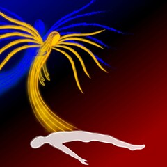 Obraz premium Two Angels helping each other in ethereal world