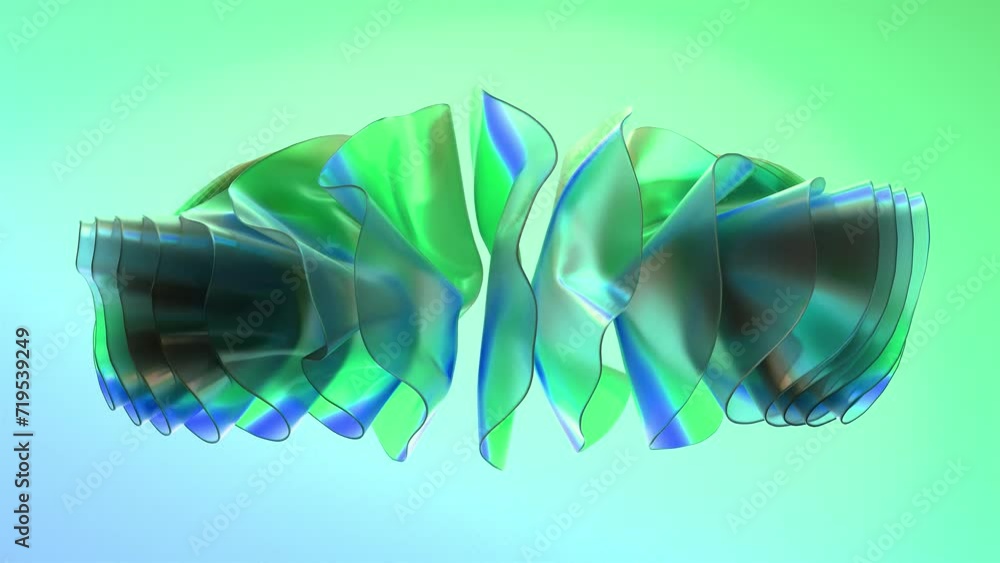 Poster organically animated shapes. abstract paper animation. fluid shapes with rainbow gradient. modern de