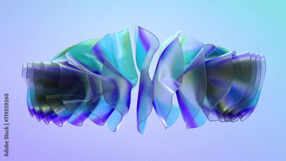Poster organically animated shapes. abstract paper animation. fluid shapes with rainbow gradient. modern de