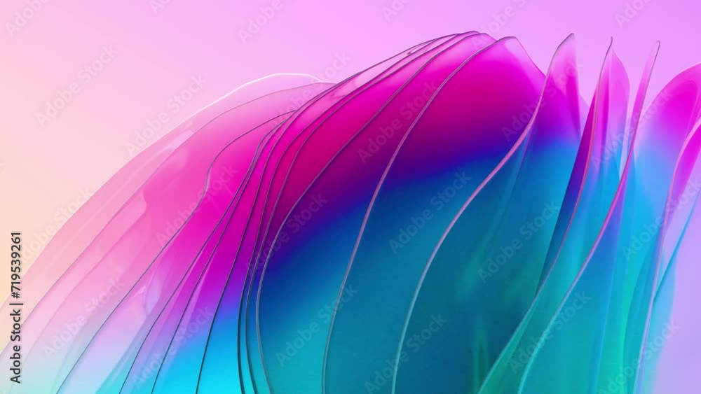 Poster organically animated shapes. abstract paper animation. fluid shapes with rainbow gradient. modern de