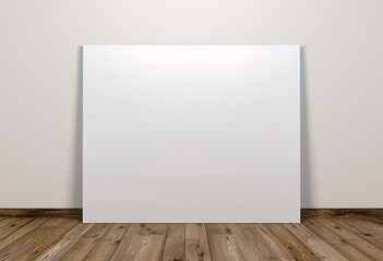  white blank poster sitting on wooden floor in
