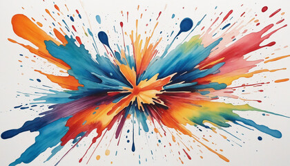 Colorful watercolor explosion on white background