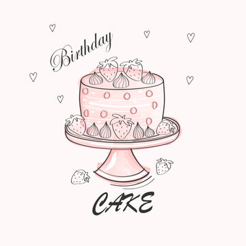 Birthday Cake illustration concept. Cupcake clipart. Stock vector design card for birthday celebration