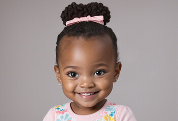 Cute cartoon portrait of smiling African American baby girl