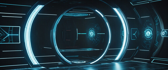 Futuristic Circular Holographic Portals for Sci-Fi User Interface