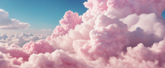 Pink clouds in the sky stage fluffy cotton candy dream fantasy soft background. .