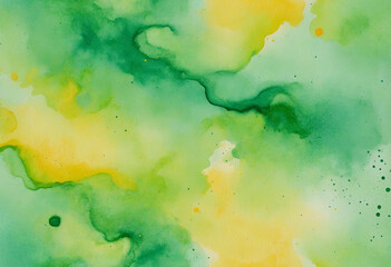 Abstract Watercolor Splash in Green and Yellow