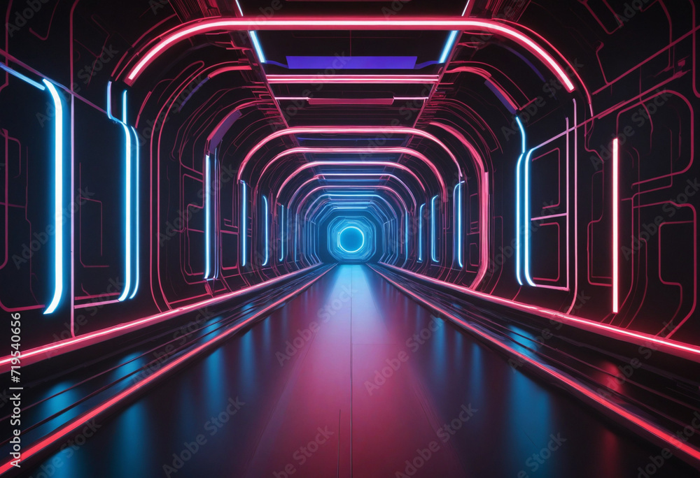 Poster glowing neon abstract background with fast data transfer and cyber club vibes