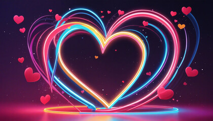 Abstract valentines day background, neon light concept colorful new hd wallpaper, valentine's day hearts and love