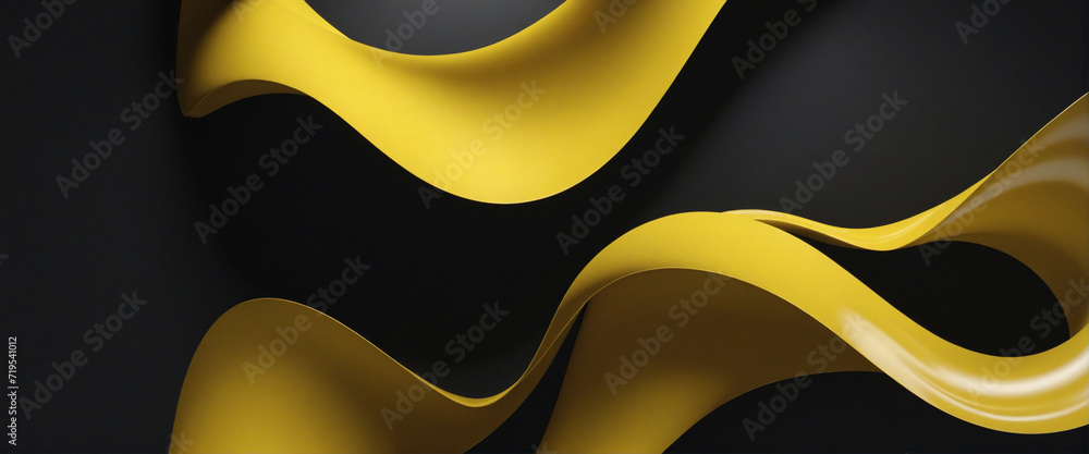 Wall mural wavy black and yellow design