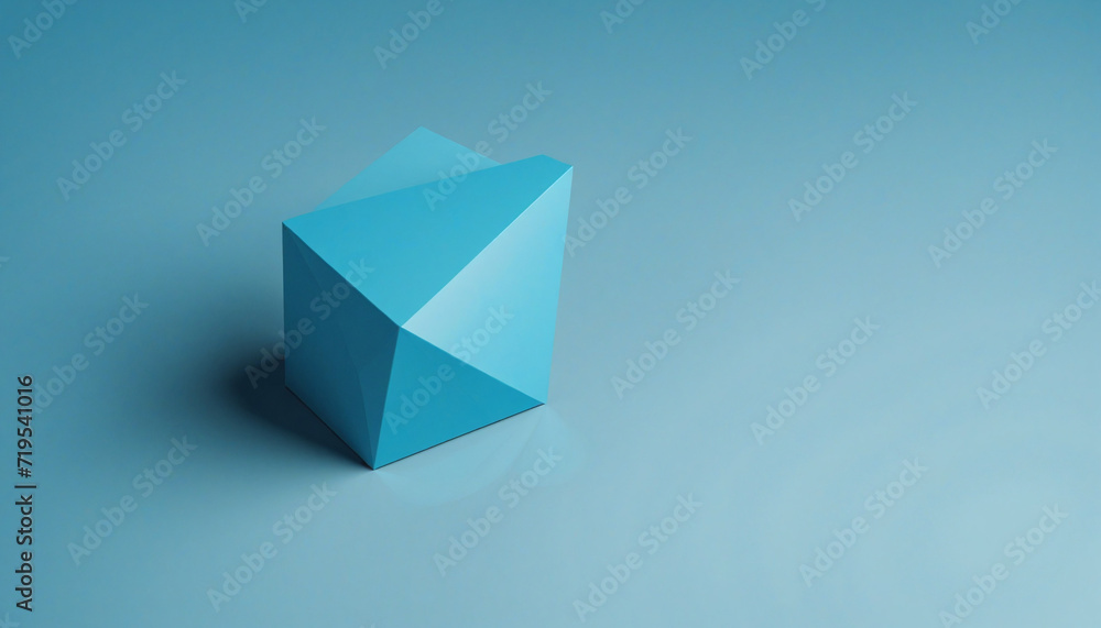 Poster blue geometric cube design - abstract 3d rendering