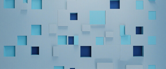 3D rendering of square blocks in blue color