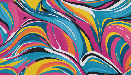 Modern Colorful Paint Background with Graffiti Sketch, Freehand Texture.