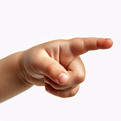 isolated child hand touching or pointing to something
