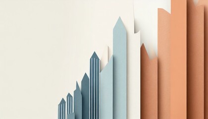 City ilustration with rising skyscrapers like chart, empty space to text