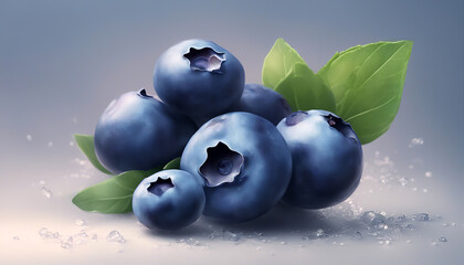 Ripe blueberries. Blueberries are piled high. Berries close up. Selective focus. AI generated