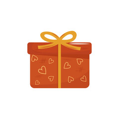 Valentines Day gift Box element. Happy Valentine Day box in cute pink flat design with ribbons. Stock vector valentine icon symbol