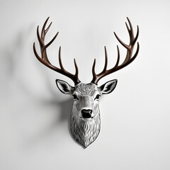 Horned Deer Flat Vector Logo