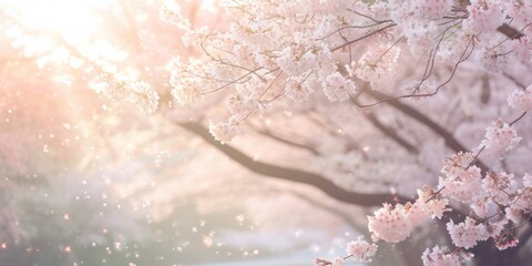 Sakura Petals Carpeting the Ground, Ethereal Springtime Scene Ideal for Backgrounds and Displays